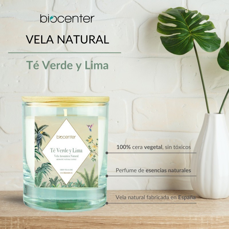 VELA DE CERA DE SOJA TE VERDE Y LIMA
