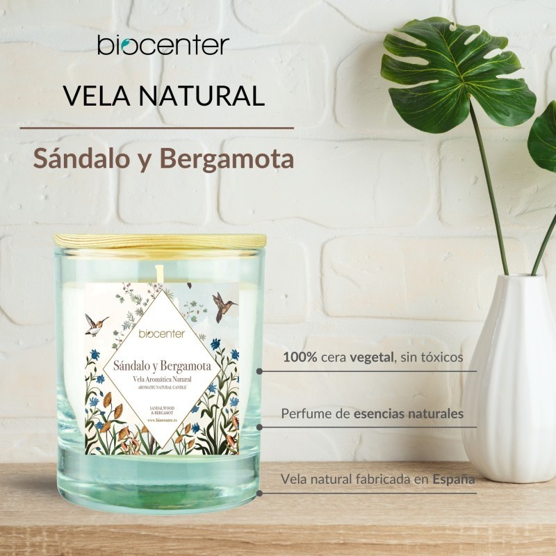 VELA DE CERA DE SOJA SÁNDALO Y BERGAMOTA